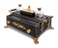 An Empire Style Gilt Bronze Mounted Ebonized Standish