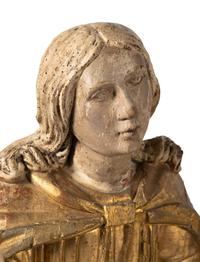 A Continental Painted and Parcel Giltwood Figure