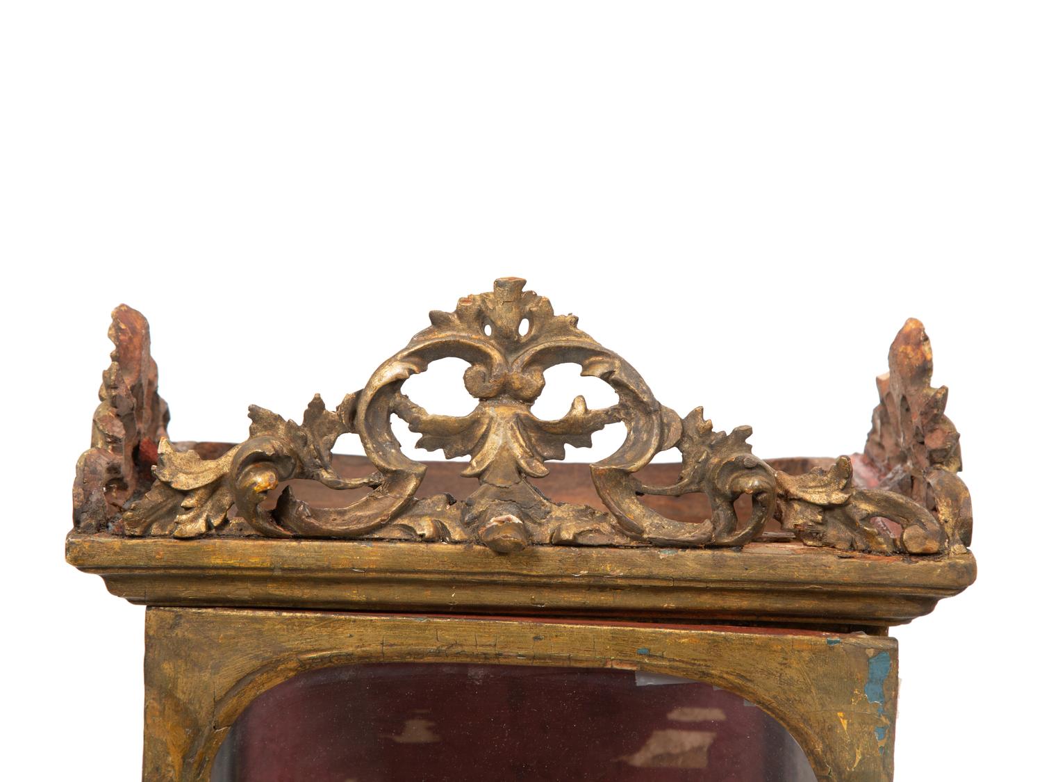 An Italian Carved Giltwood Reliquary Cabinet