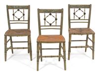 Three American Painted Hitchcock Side Chairs Height 36 inches. — 19TH CENTURY