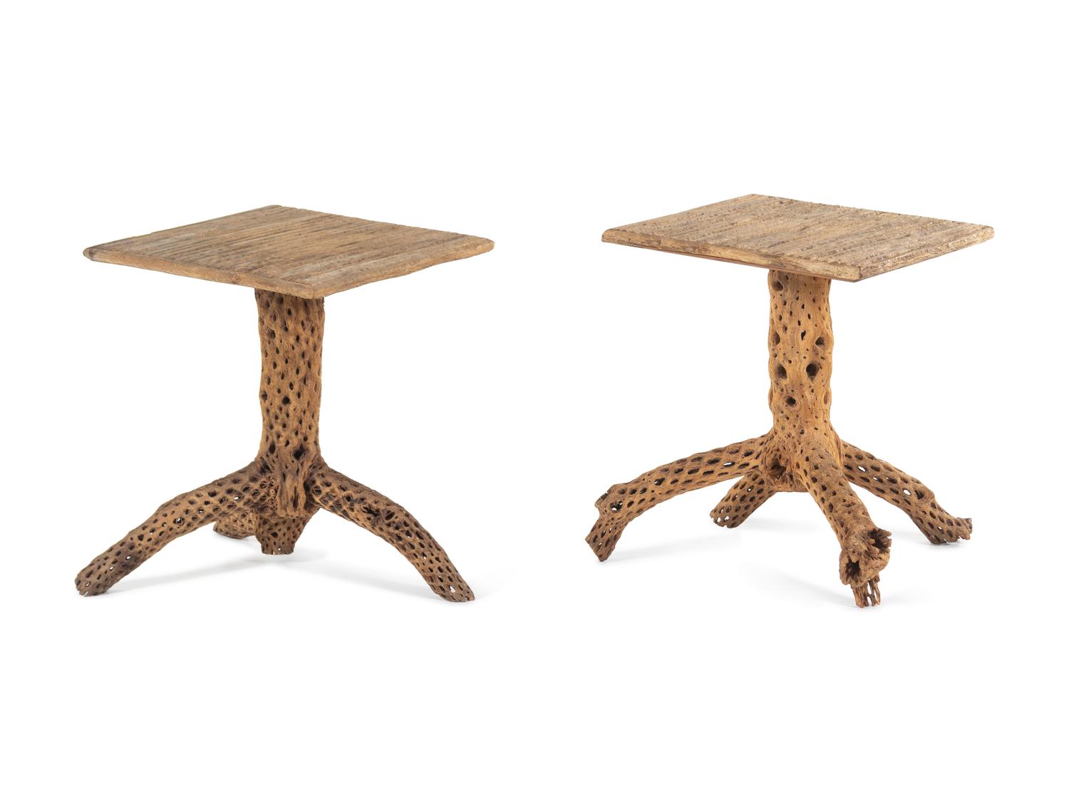 A Pair of American Cholla Wood End Tables