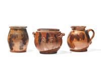 A Glazed Redware Sugarbowl Bearing Initials "AF," Pennsylvania, 19th Century