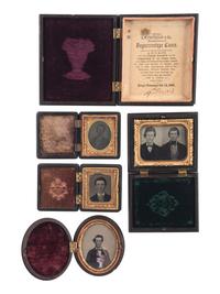 [EARLY PHOTOGRAPHY - CASES & FRAMES]. A group of 20 assorted union cases, most containing images, including: