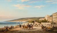 Cornelis Christiaan Dommelshuizen, (Dutch, 1842-1928), Coastal Street Scene, 1876