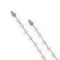 Cultured Pearl and Diamond Lariat Necklace