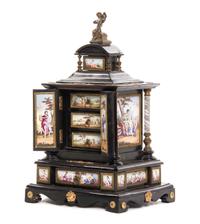 A Viennese Enameled Jewelry Casket, Height 10 1/2 inches.