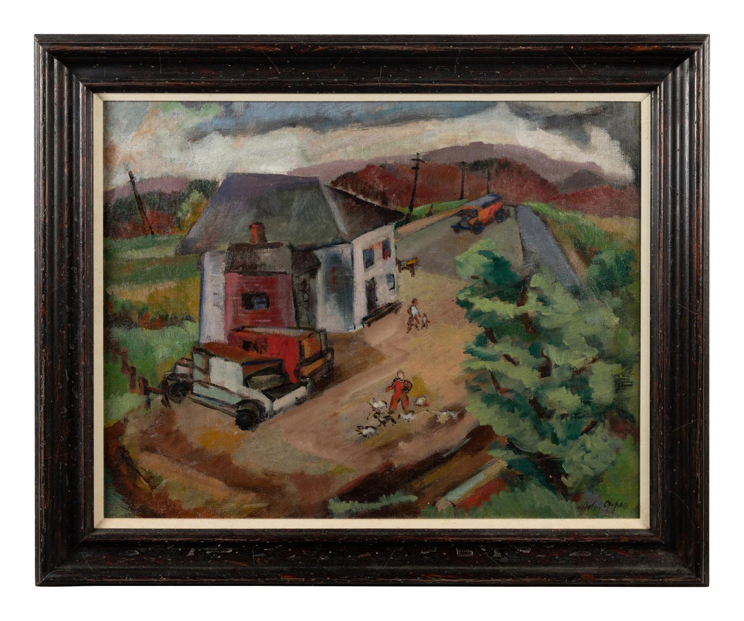Untitled (Country House with Trucks and Figures)