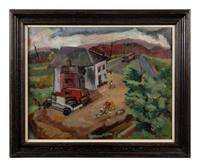 Untitled (Country House with Trucks and Figures)