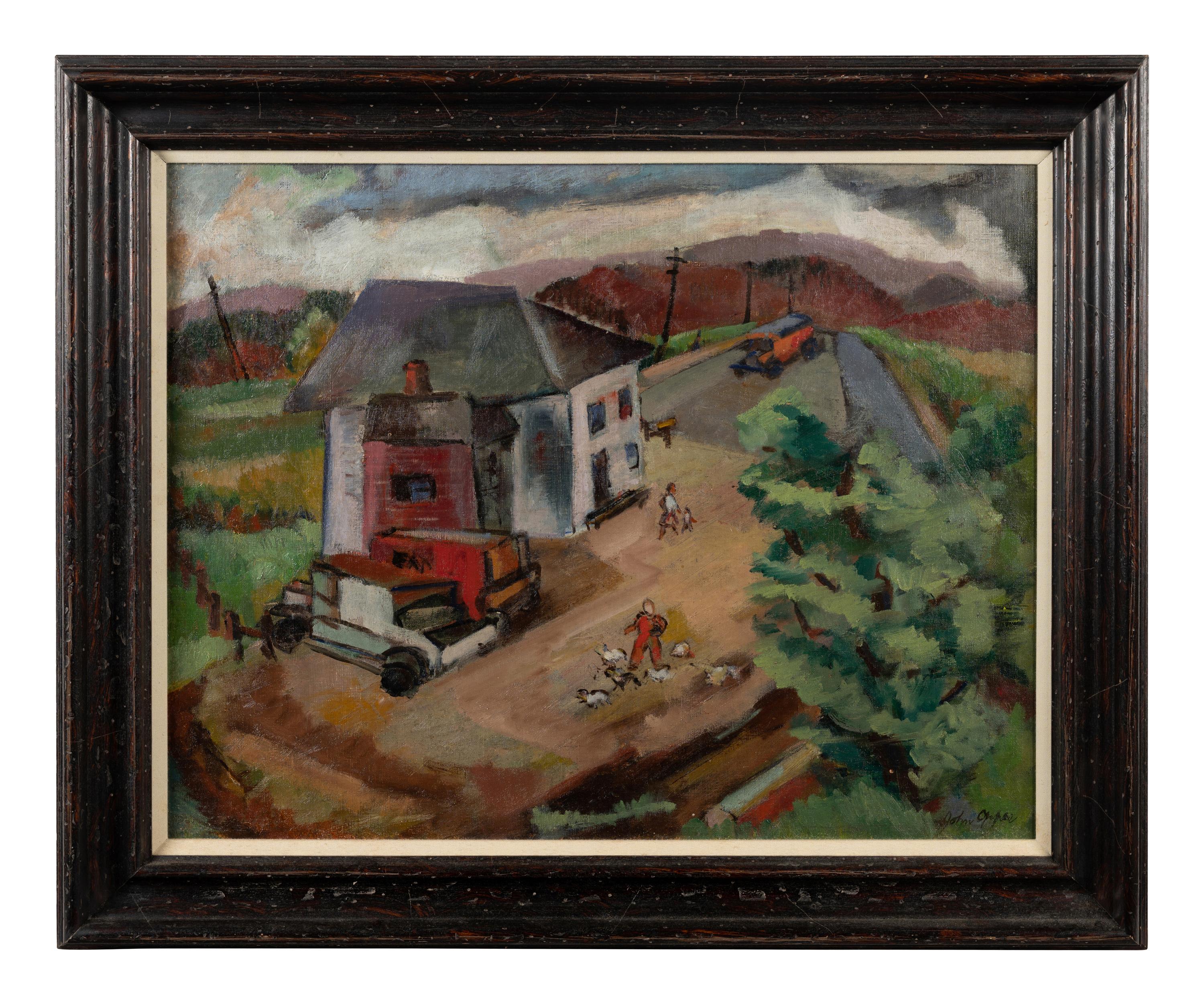 Untitled (Country House with Trucks and Figures)