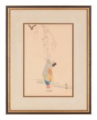 Two Japanese Ink and Color on Paper