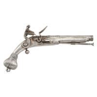 Scottish Steel Heart Butt Flintlock Pistol marked I M