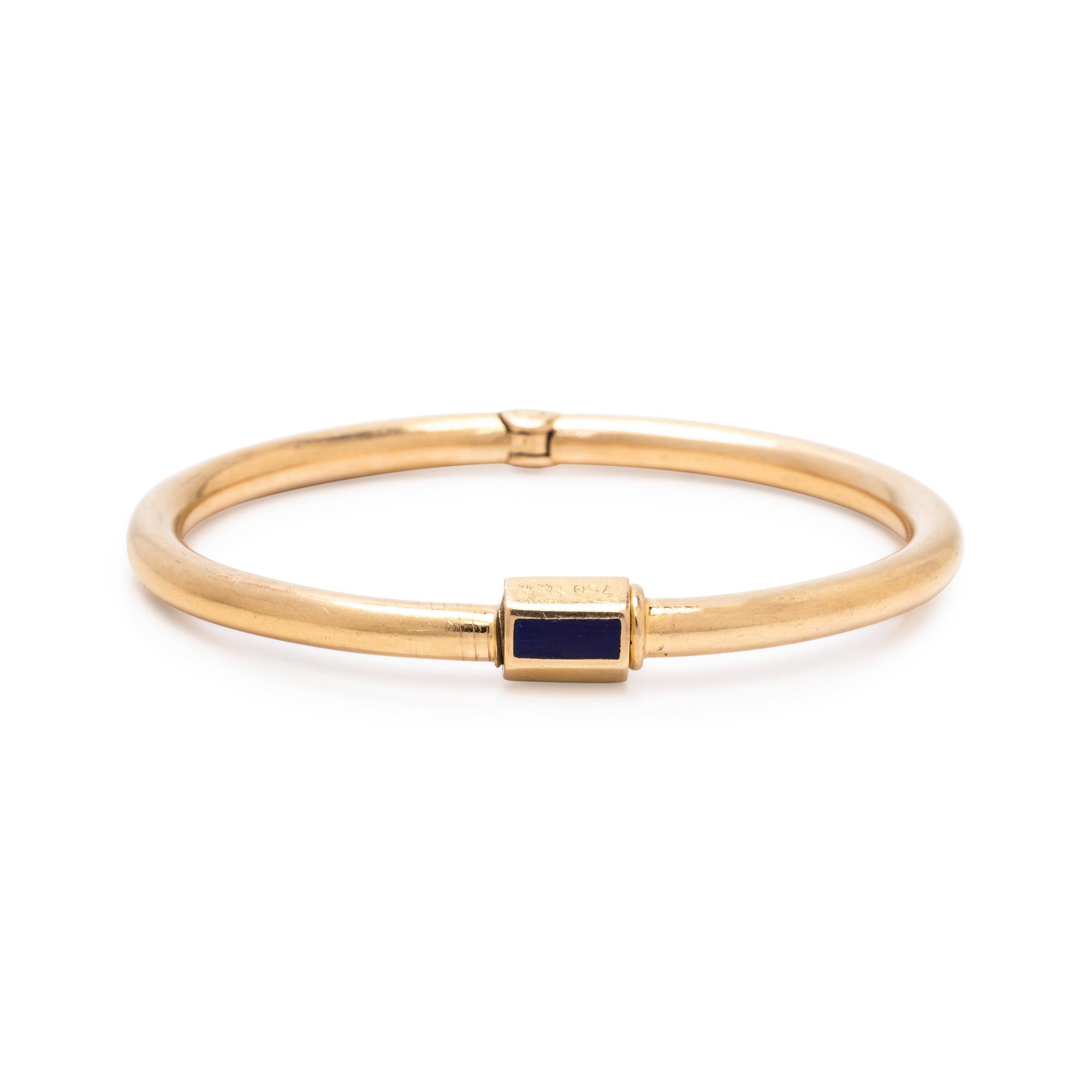 GUCCI, YELLOW GOLD AND ENAMEL BANGLE BRACELET