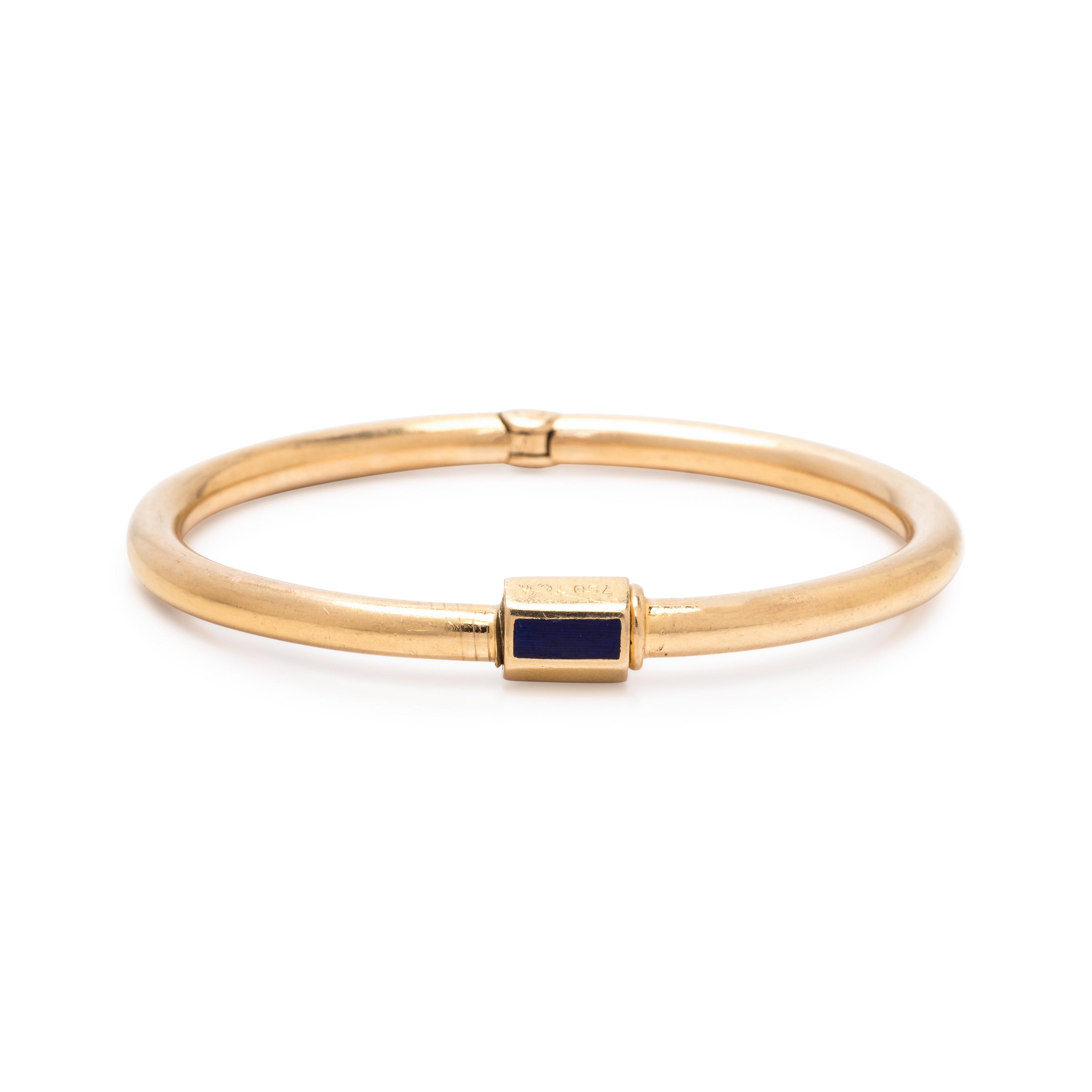 GUCCI, YELLOW GOLD AND ENAMEL BANGLE BRACELET