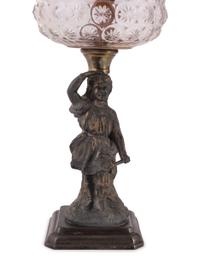 Four Gilt Metal and Glass Figural Oil Lamps