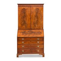 A George III Figured Mahogany Bureau Cabinet