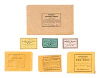 [SHAKERS]. 6 seed packets from the Shakers' Garden, Enfield, New Hampshire, comprising beets, cucumbers (early cluster, common, and early), lettuce, and turnip.