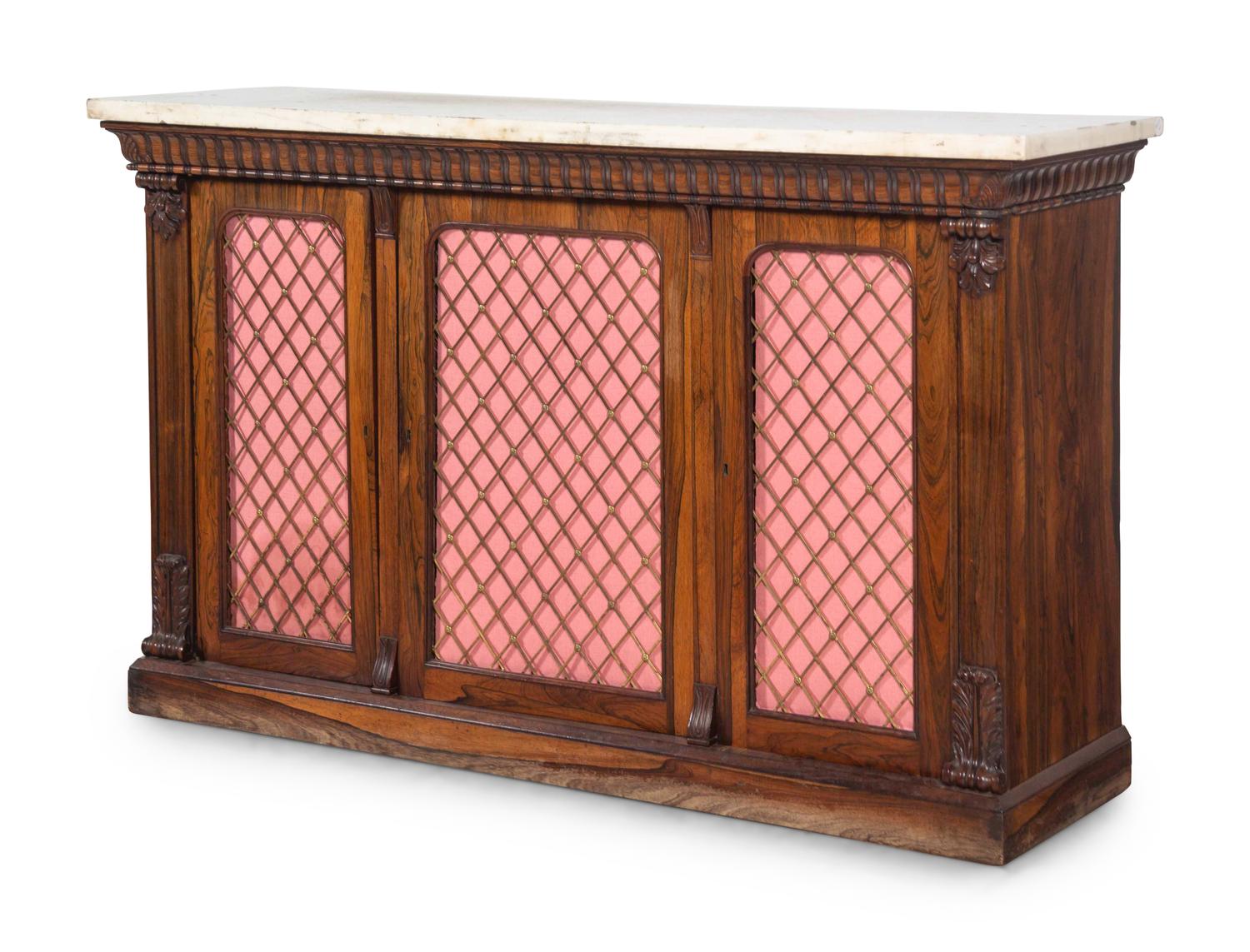 A Regency Rosewood Marble-Top Cabinet