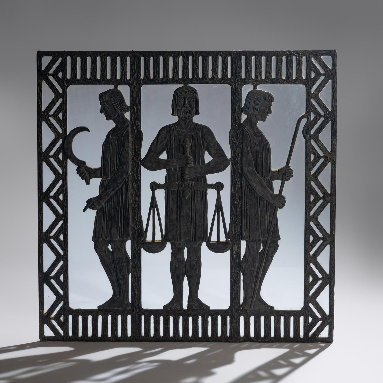 Window scene with three men