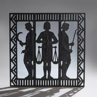Window scene with three men