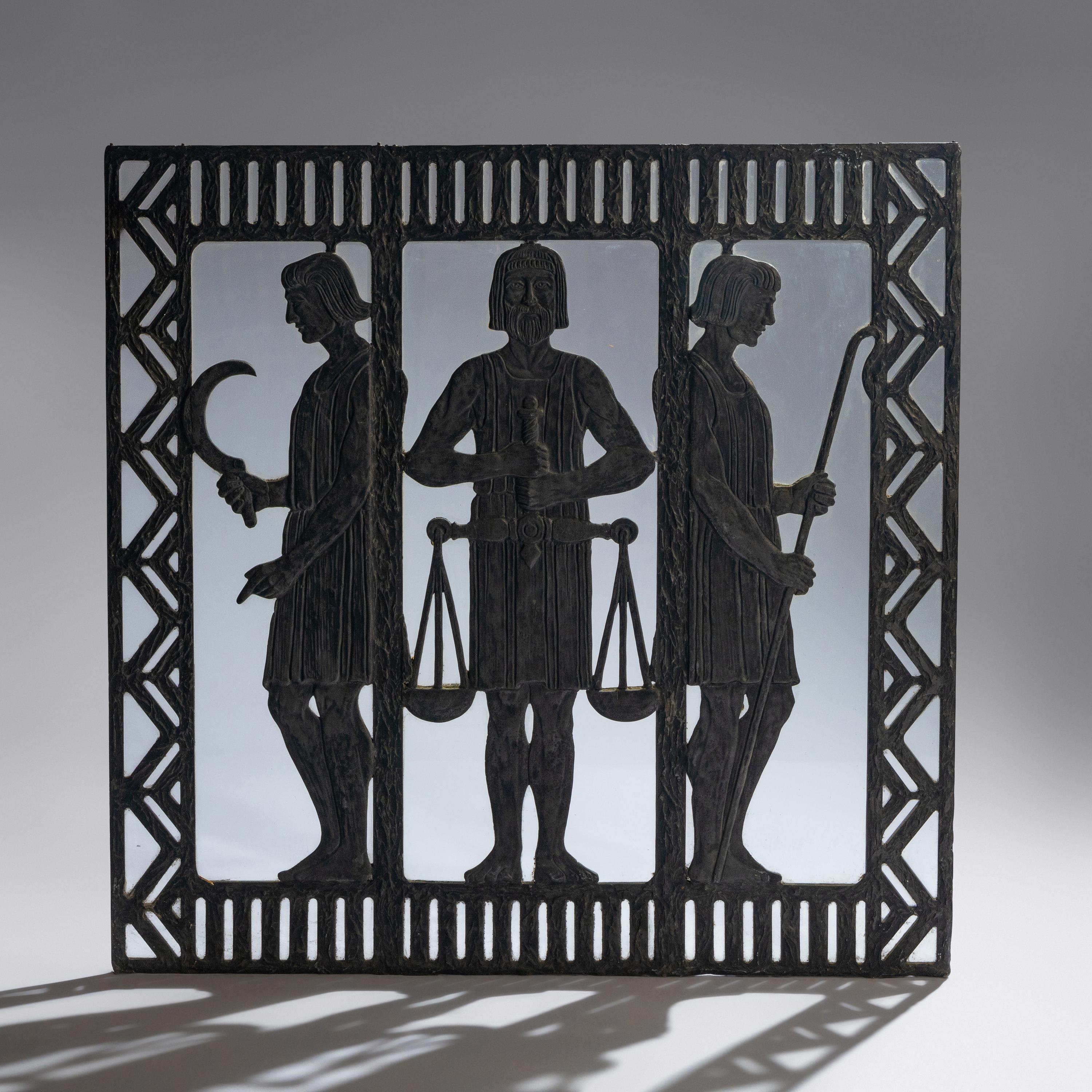 Window scene with three men
