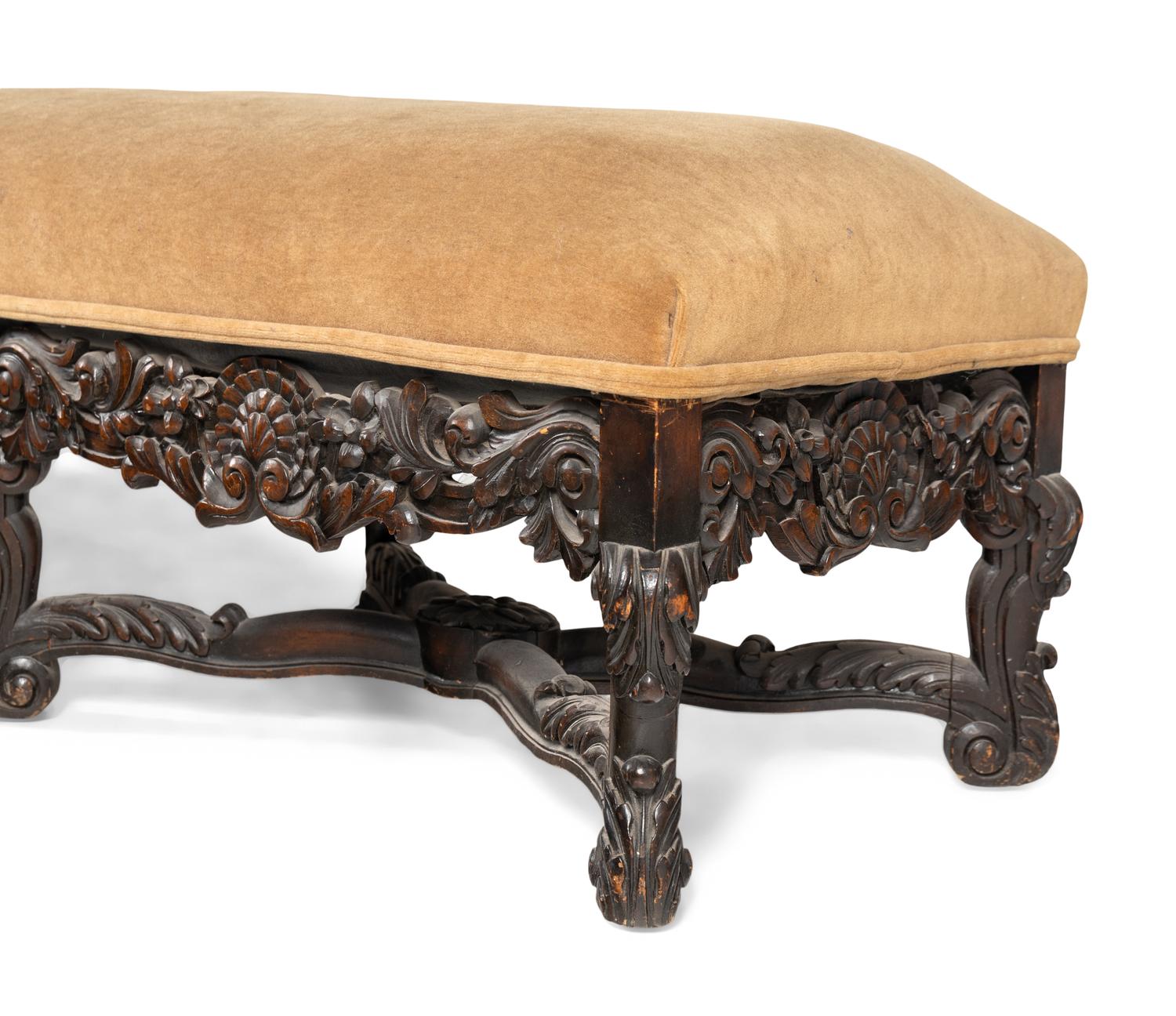 An Italian Carved Walnut Hall Bench