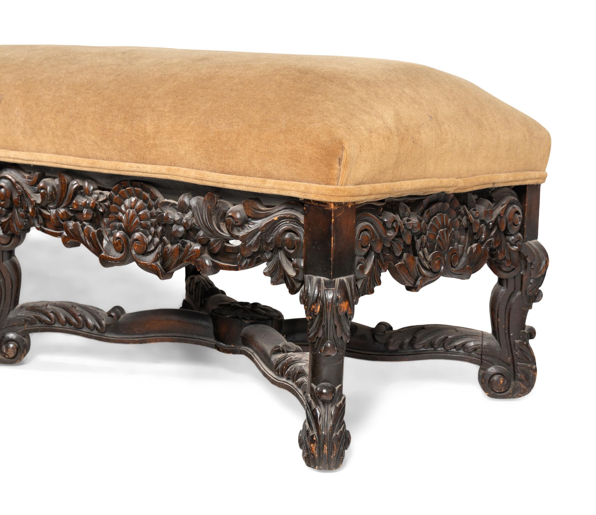 An Italian Carved Walnut Hall Bench