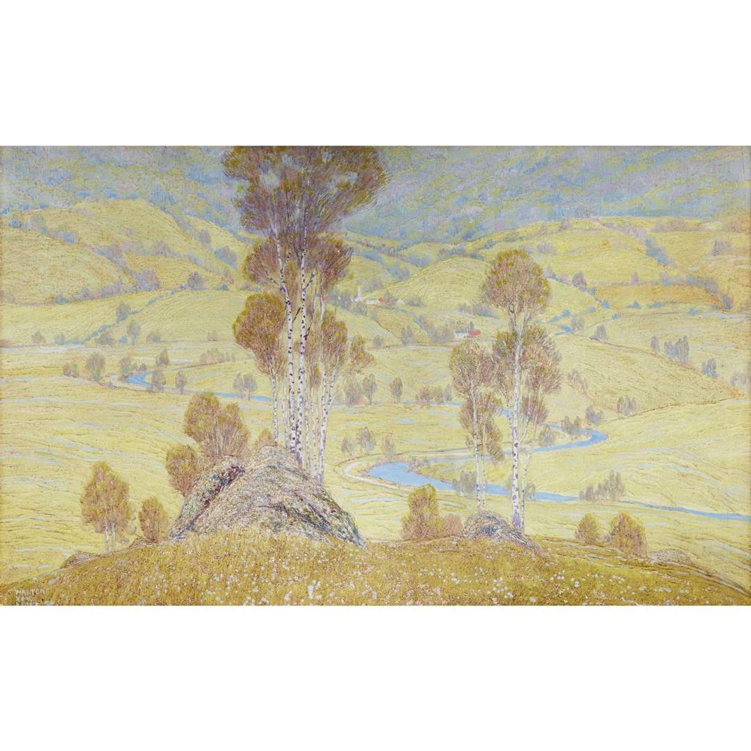 WALTER KING STONE (AMERICAN 1875-1949) "EXPANSIVE VALLEY WITH WINDING RIVER"