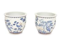 A Pair of Chinese Blue and White Porcelain Jardinières