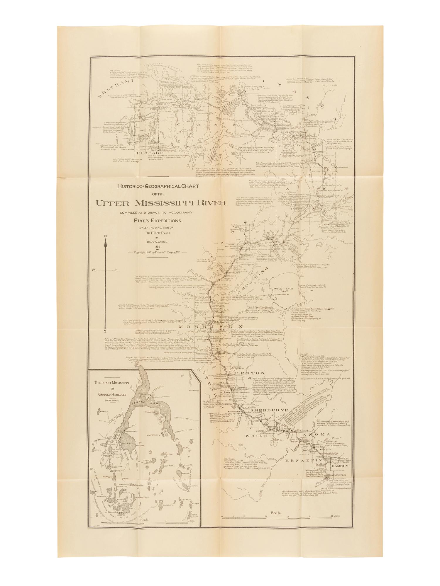 PIKE, Zebulon Montgomery (1779-1813). Elliott Coues, editor. The Expeditions of Zebulon Montgomery Pike, To Headwaters of the Mississippi River Through Louisiana Territory, and in New Spain, During the Years 1805-6-7. New York: Francis P. Harper, 1895.