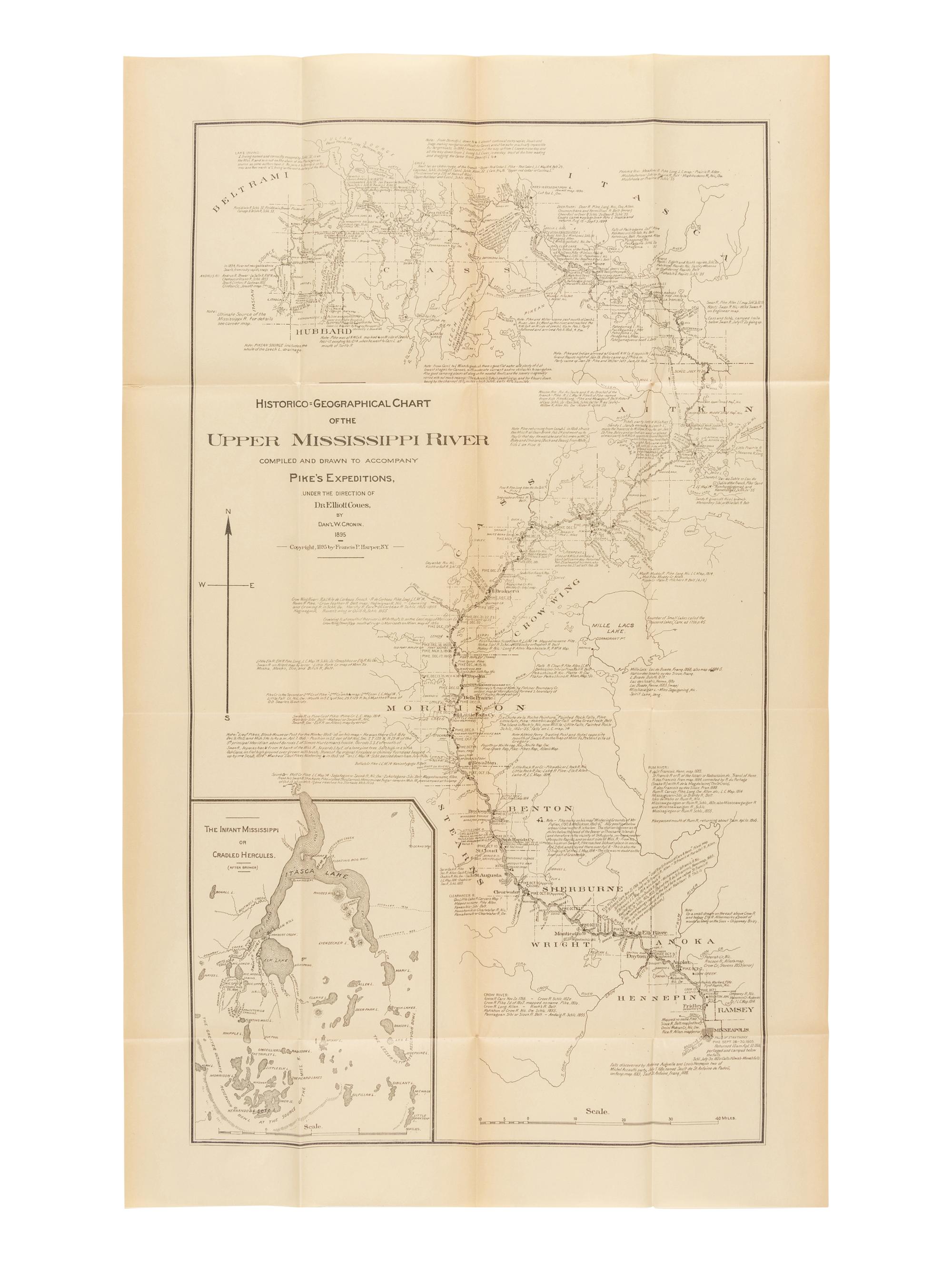 PIKE, Zebulon Montgomery (1779-1813). Elliott Coues, editor. The Expeditions of Zebulon Montgomery Pike, To Headwaters of the Mississippi River Through Louisiana Territory, and in New Spain, During the Years 1805-6-7. New York: Francis P. Harper, 1895.