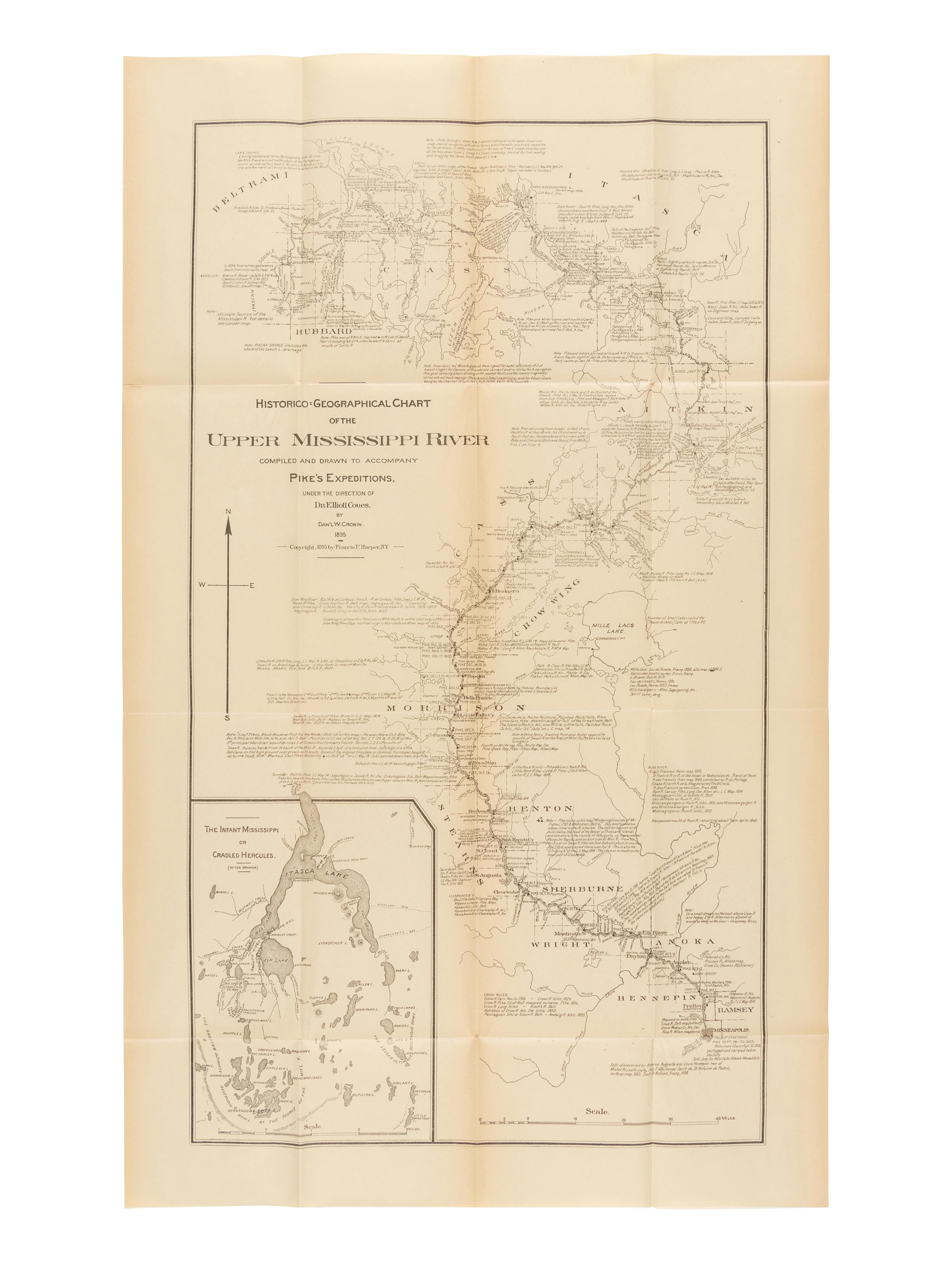 PIKE, Zebulon Montgomery (1779-1813). Elliott Coues, editor. The Expeditions of Zebulon Montgomery Pike, To Headwaters of the Mississippi River Through Louisiana Territory, and in New Spain, During the Years 1805-6-7. New York: Francis P. Harper, 1895.