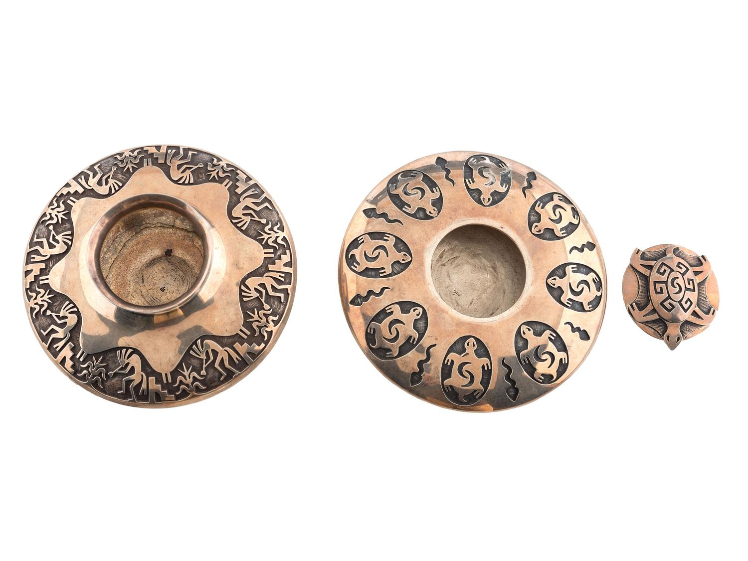 Pair of Silver Overlay Jars