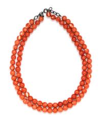 A Double Stand Coral Bead Necklace,