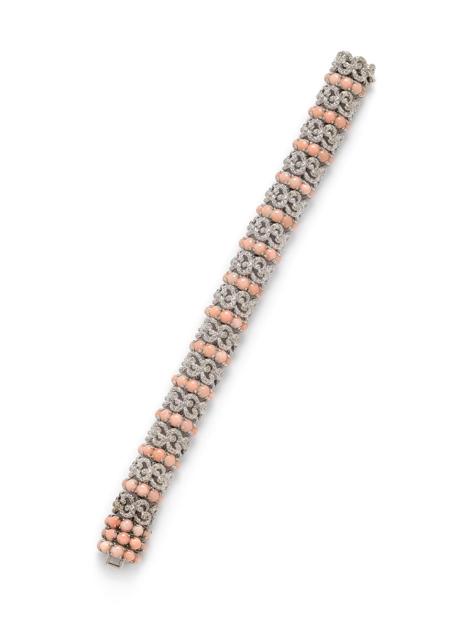 POMELLATO, WHITE GOLD AND ANGEL SKIN CORAL BRACELET
