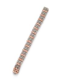 POMELLATO, WHITE GOLD AND ANGEL SKIN CORAL BRACELET