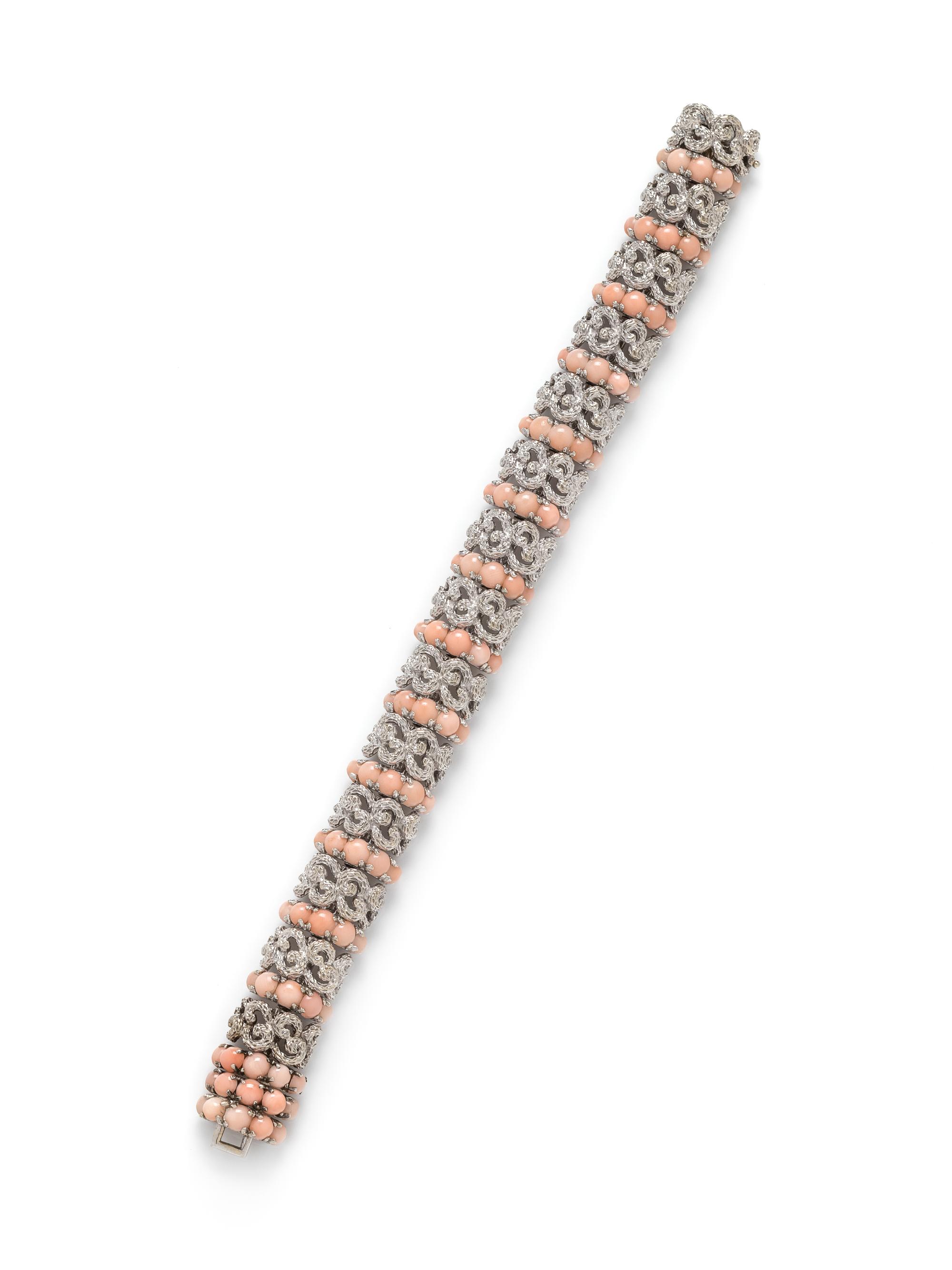 POMELLATO, WHITE GOLD AND ANGEL SKIN CORAL BRACELET