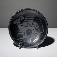 Maria and Santana Martinez (San Ildefonso, 1887-1980 / 1909-2002) — Blackware Plate, Painted by Popovi Da