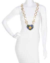A Gianni Versace Runway Glass Heart Chain Belt/ Necklace, Belt: 46" x 1.5"; Pendant: 4" x 3.25"
