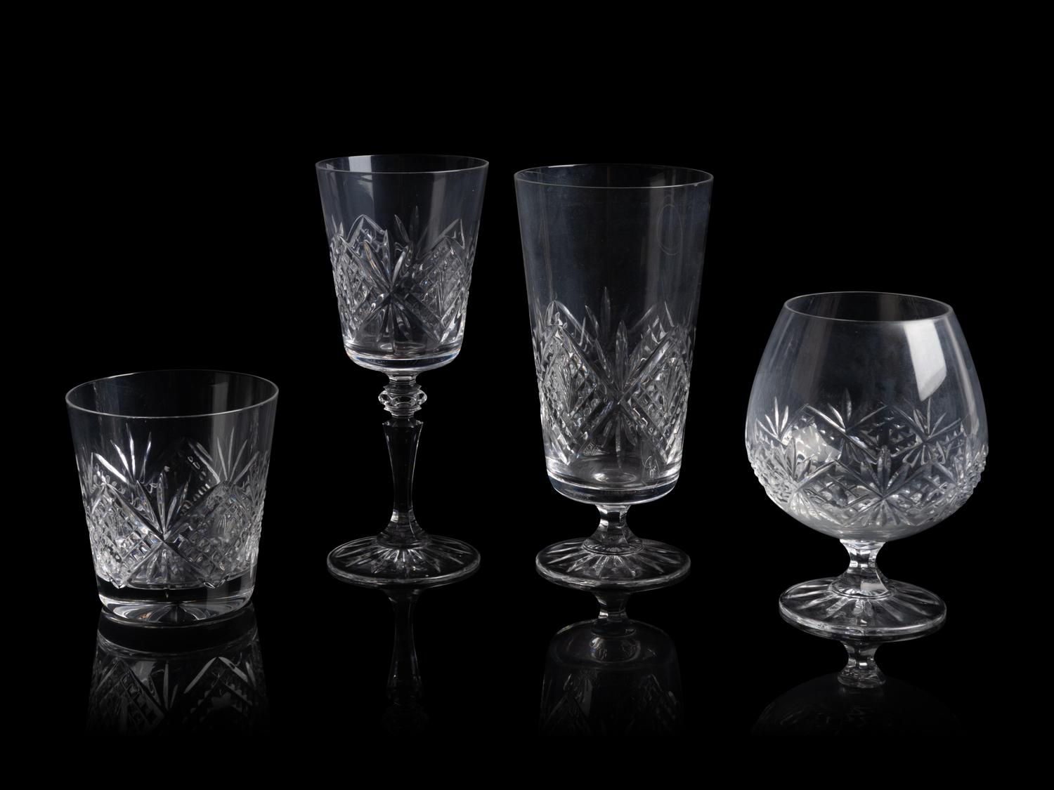 A Collection of Galway Cut Glass Stemware Articles