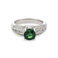 TSAVORITE GARNET AND DIAMOND RING