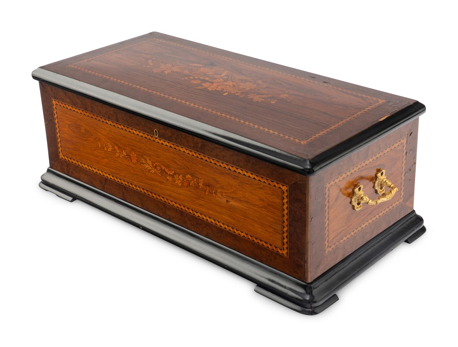 A Swiss Marquetry Cylinder Music Box