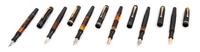A Collection of Six Vintage Montblanc Fountain Pens Length of longest 5 inches.
