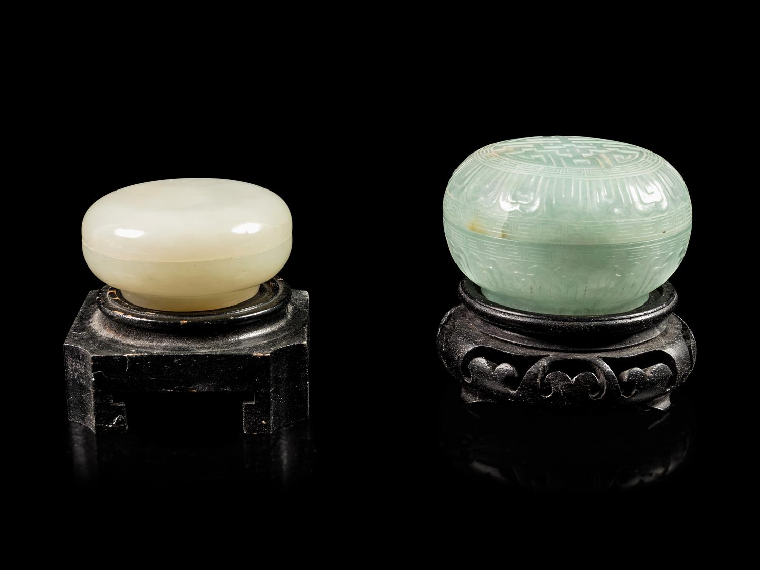 Two Jade Seal Paste Covered Boxes