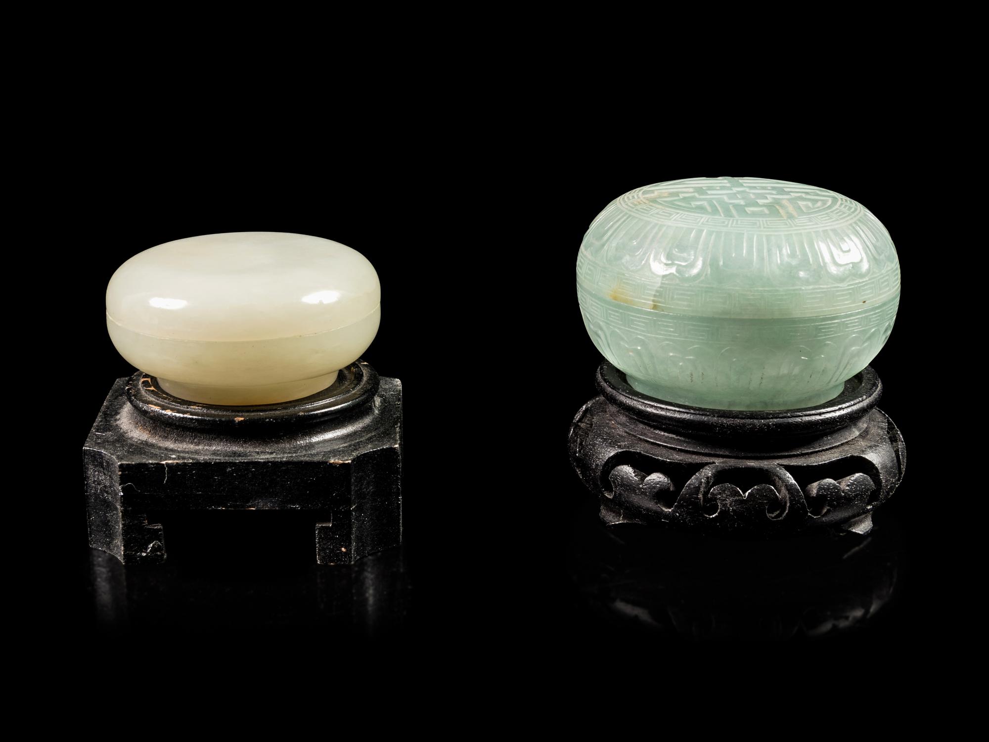 Two Jade Seal Paste Covered Boxes