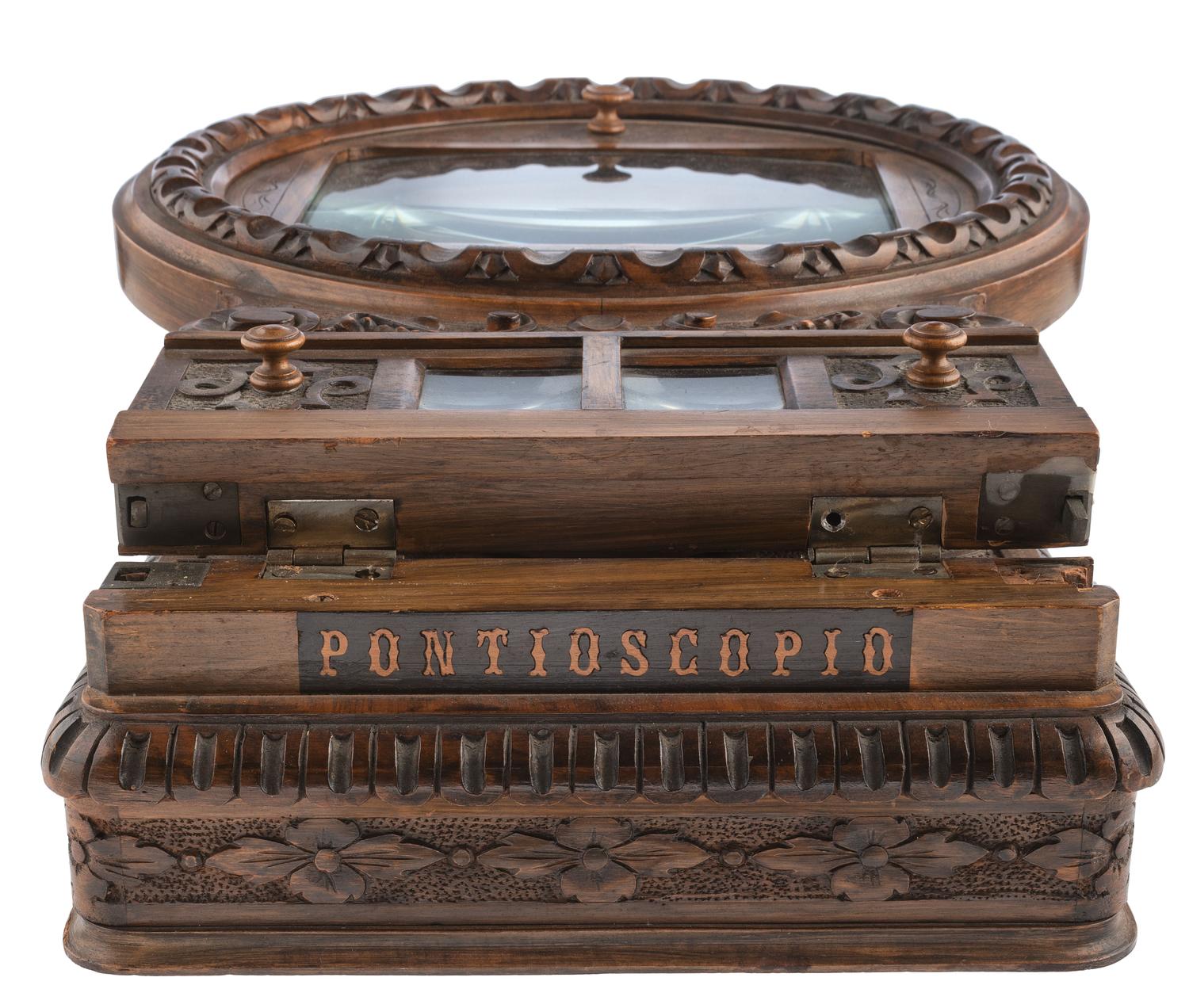 [EARLY PHOTOGRAPHY - VIEWERS]. "Pontioscopio" stereographoscope. Manufactured by Carlo Ponti, Venice, Italy. Ca mid19th century.