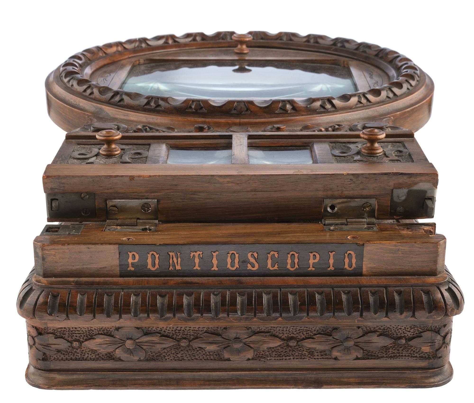 [EARLY PHOTOGRAPHY - VIEWERS]. "Pontioscopio" stereographoscope. Manufactured by Carlo Ponti, Venice, Italy. Ca mid19th century.