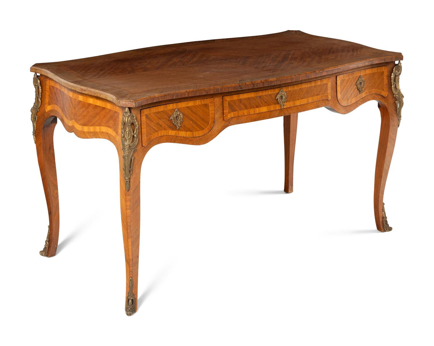 A Louis XV Style Gilt Metal Mounted Bureau Plat