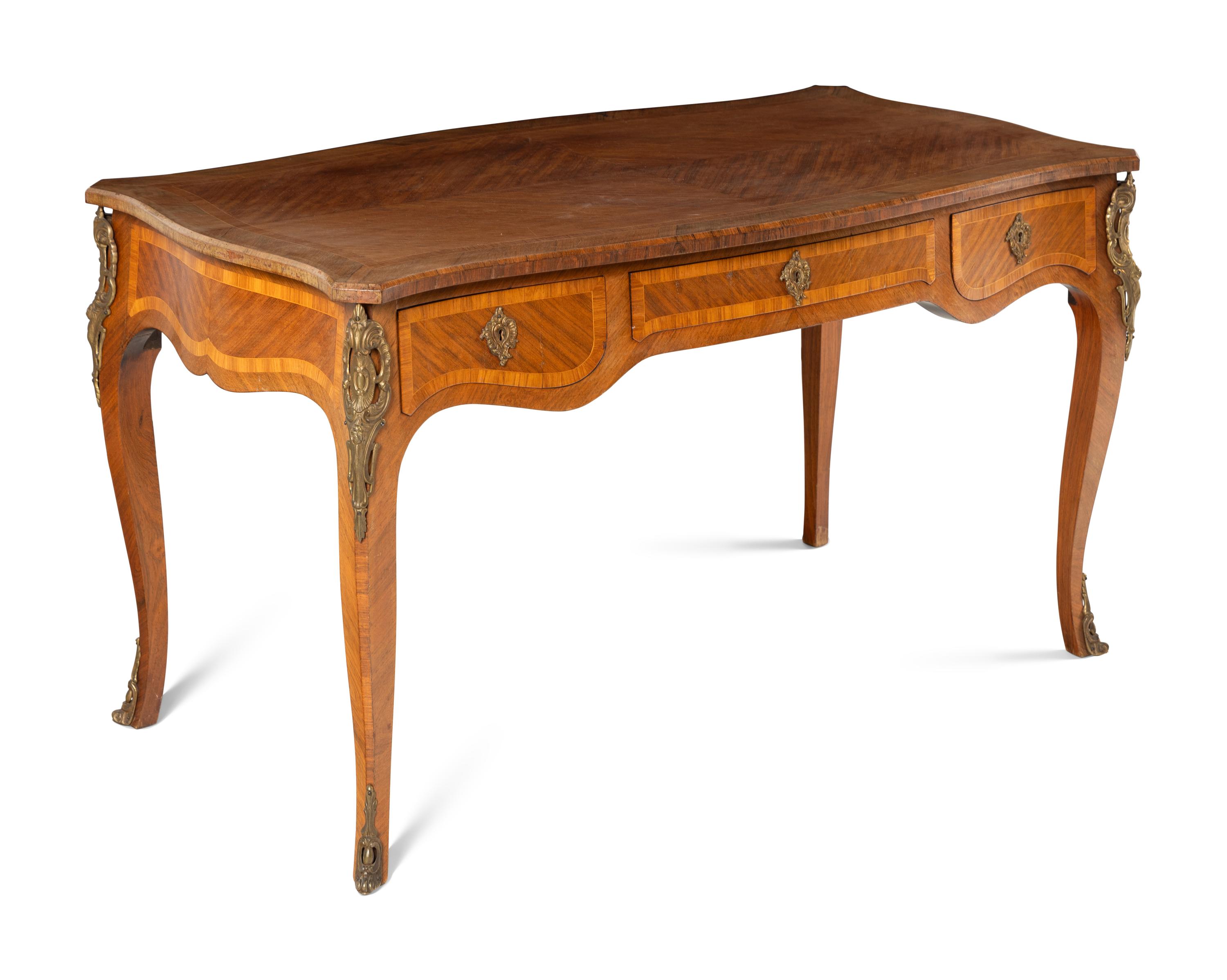 A Louis XV Style Gilt Metal Mounted Bureau Plat