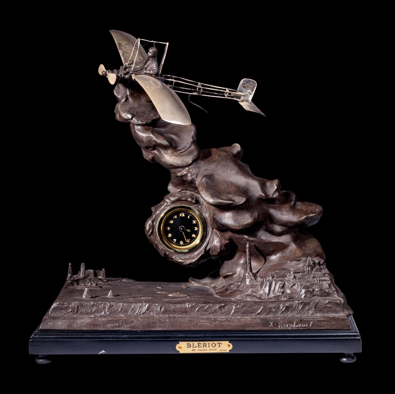 A French Cast Metal Aeronautical Clock, After Xavier Raphanel