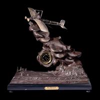 A French Cast Metal Aeronautical Clock, After Xavier Raphanel